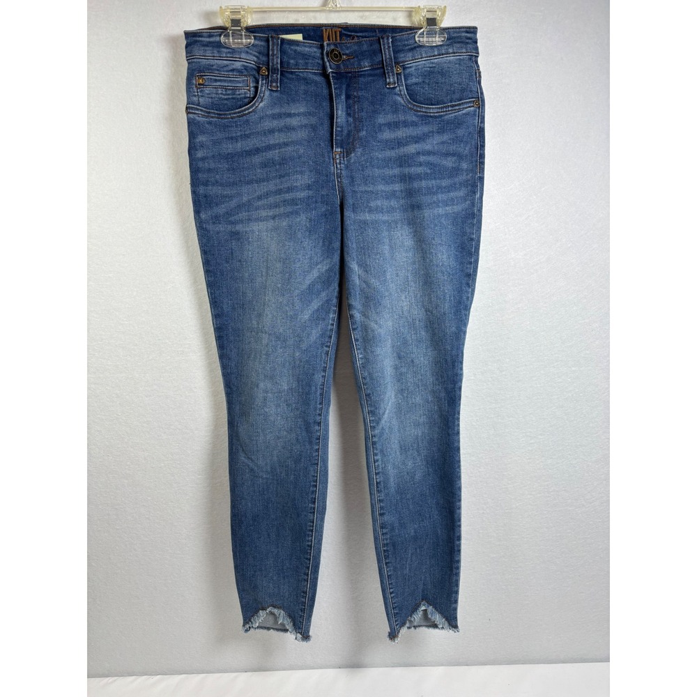 KUT from the Kloth Carlo Ankle Skinny Jeans Womens 8 Blue Denim Raw Hem Boho